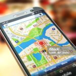 Navegación Móvil GPS. Smartphone con un mapa de una ciudad